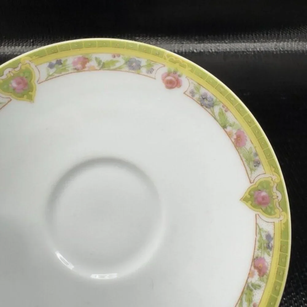 Theodore Haviland Limoges‎ France Fine Porcelain Teacup Saucer Set Green Floral